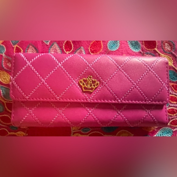 Bright Barbie pink quilted wallet. Approximately 8 x 4”. NWOT - Picture 1 of 6